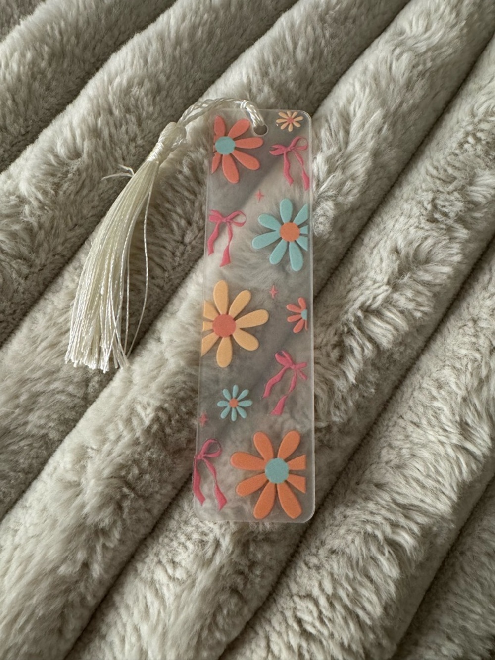 Floral Resin Tassel Bookmark - Pink, Orange & Teal